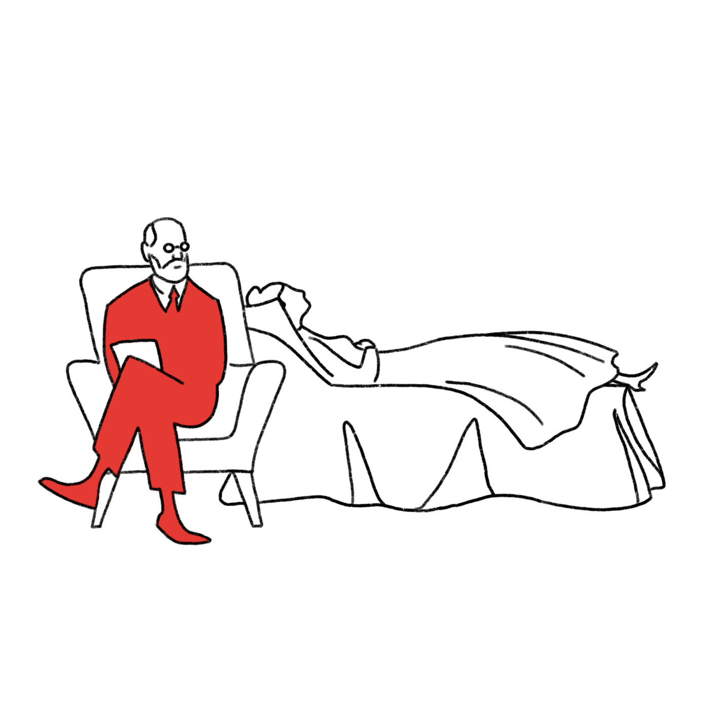 Freud mit Patientin auf der Couch