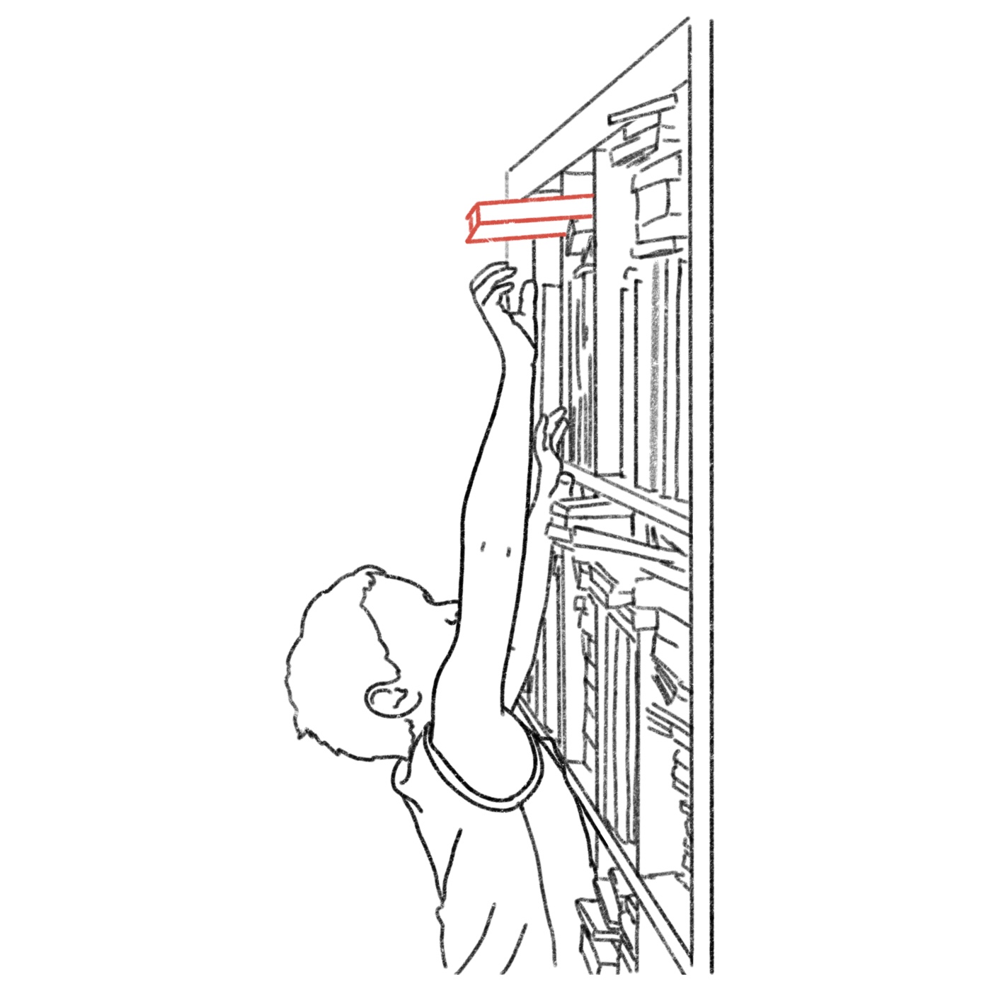 Kind das nach einem Buch in einem Regal greift